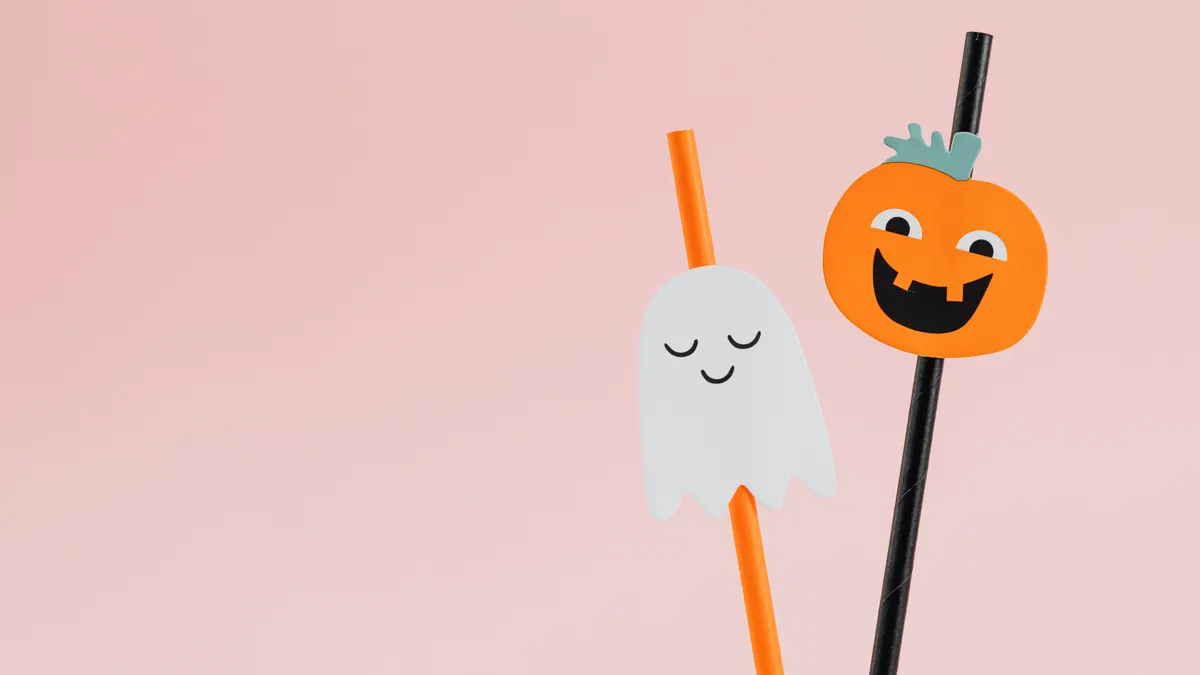 Paper ghost and pumpkin craft sticks